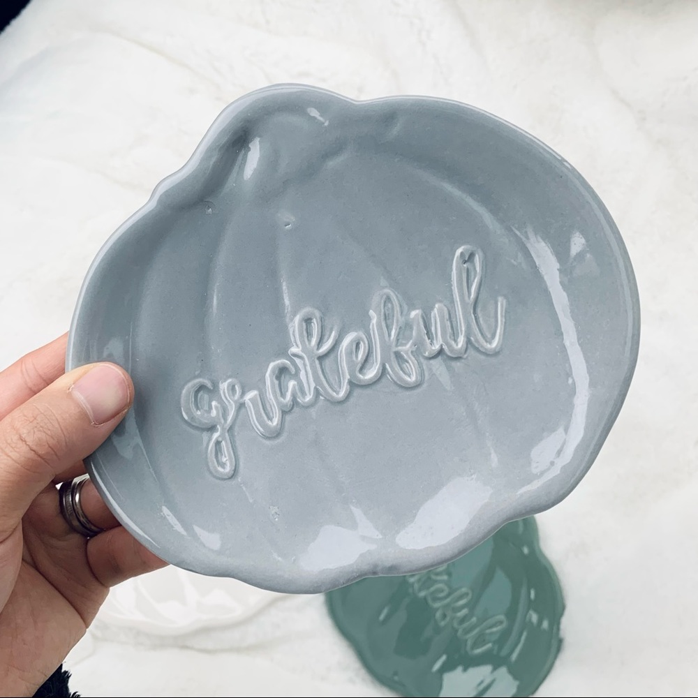 ✨ Free Gift with Purchase! ✨ “Grateful” Pumpkin-shaped Dish - Sky Blue